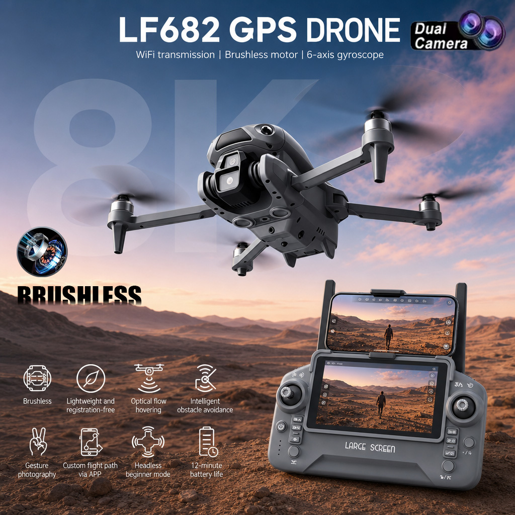 새로운 LF682 드론 8K 듀얼 카메라 FPV 전문가 - Drone Gps Module 리뷰 및 가격